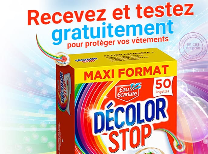 Echantillon gratuit lingettes Décolor Stop pour la lessive