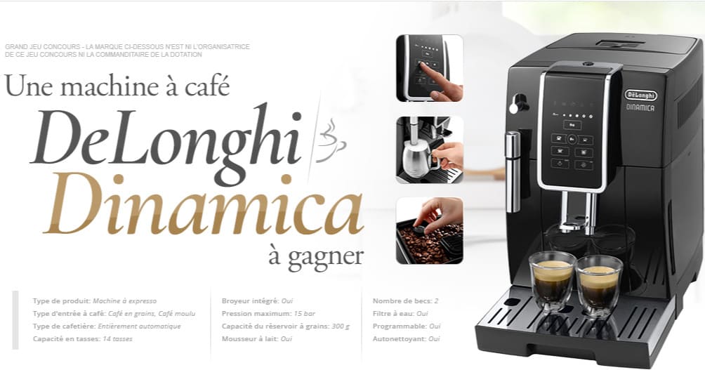 Cafetière DeLonghi Dinamica gratuite machine à café delonghi offerte