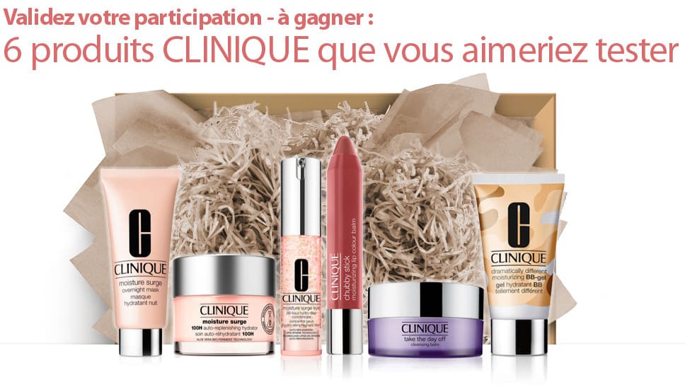 Ensemble de produits beauté de la marque Clinique à gagner