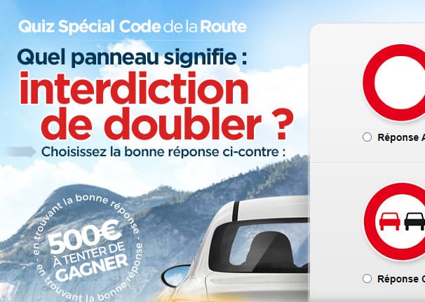 Quiz Code de la route – 500€ à gagner