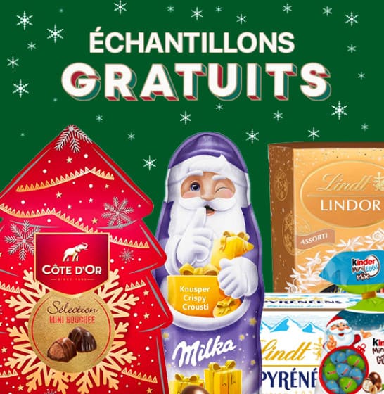 Echantillons gratuits de chocolats de Noël